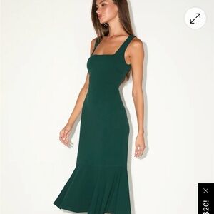 Lulu’s Square Neck Green Mermaid Midi Dress